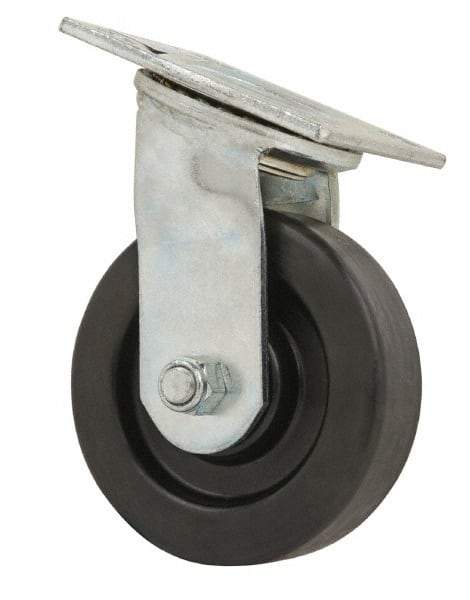 Value Collection - 5" Diam x 1-1/2" Wide x 6-1/2" OAH Top Plate Mount Swivel Caster - Phenolic, 600 Lb Capacity, Roller Bearing, 4 x 4-1/2" Plate - Americas Industrial Supply