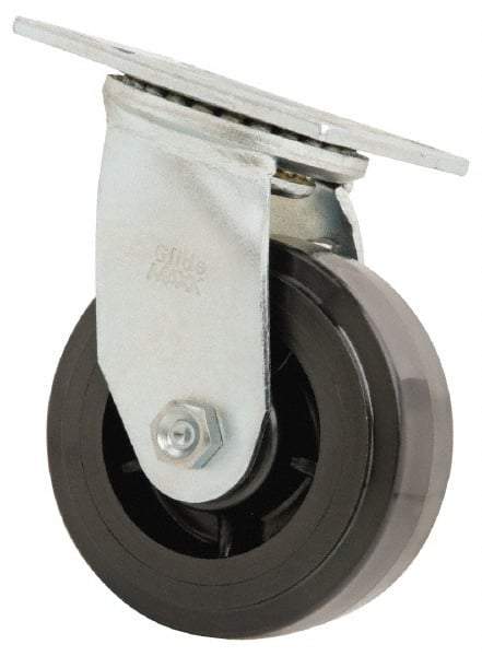Value Collection - 5" Diam x 2" Wide x 6-1/2" OAH Top Plate Mount Swivel Caster - Polyolefin, 650 Lb Capacity, Delrin Bearing, 4 x 4-1/2" Plate - Americas Industrial Supply