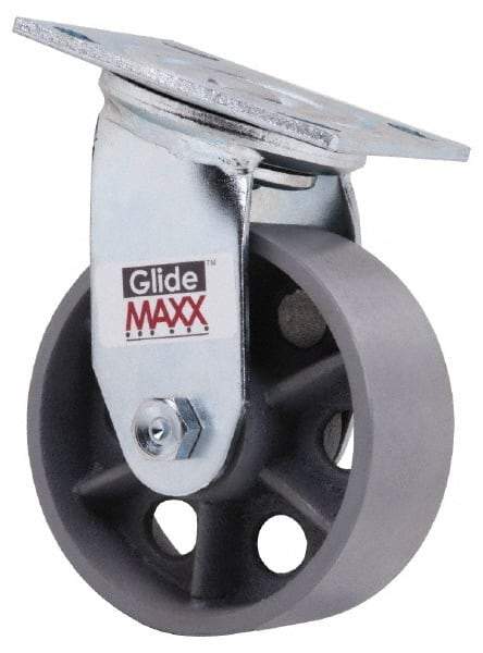 Value Collection - 5" Diam x 2" Wide x 6-1/2" OAH Top Plate Mount Swivel Caster - Semi-Steel, 1,000 Lb Capacity, Roller Bearing, 4 x 4-1/2" Plate - Americas Industrial Supply