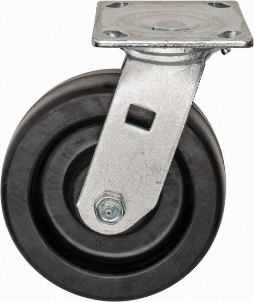 Value Collection - 6" Diam x 2" Wide x 7-1/2" OAH Top Plate Mount Swivel Caster - Phenolic, 1,200 Lb Capacity, Roller Bearing, 4 x 4-1/2" Plate - Americas Industrial Supply