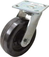 Value Collection - 6" Diam x 2" Wide x 7-1/2" OAH Top Plate Mount Swivel Caster with Brake - Phenolic, 1,200 Lb Capacity, Roller Bearing, 4 x 4-1/2" Plate - Americas Industrial Supply
