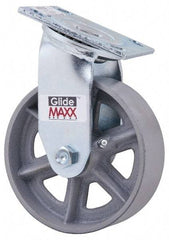 Value Collection - 6" Diam x 2" Wide x 7-1/2" OAH Top Plate Mount Swivel Caster - Semi-Steel, 1,200 Lb Capacity, Roller Bearing, 4 x 4-1/2" Plate - Americas Industrial Supply