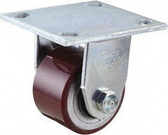 Value Collection - 3" Diam x 2" Wide x 4-1/2" OAH Top Plate Mount Rigid Caster - Polyurethane, 420 Lb Capacity, Roller Bearing, 4 x 4-1/2" Plate - Americas Industrial Supply