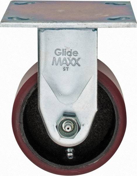 Value Collection - 4" Diam x 2" Wide x 5-5/8" OAH Top Plate Mount Rigid Caster - Polyurethane, 700 Lb Capacity, Roller Bearing, 4 x 4-1/2" Plate - Americas Industrial Supply