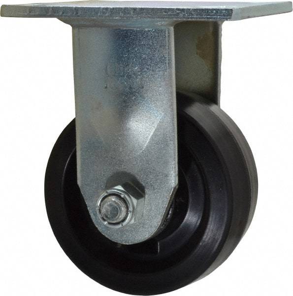 Value Collection - 4" Diam x 2" Wide x 5-5/8" OAH Top Plate Mount Rigid Caster - Phenolic, 800 Lb Capacity, Roller Bearing, 4 x 4-1/2" Plate - Americas Industrial Supply