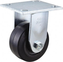 Value Collection - 4" Diam x 2" Wide x 5-5/8" OAH Top Plate Mount Rigid Caster - Rubber, 300 Lb Capacity, Roller Bearing, 4 x 4-1/2" Plate - Americas Industrial Supply