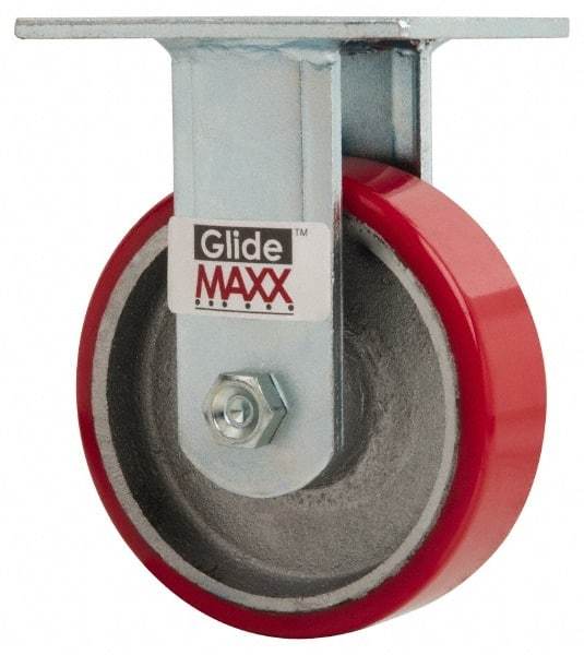 Value Collection - 5" Diam x 1-1/2" Wide x 6-1/2" OAH Top Plate Mount Rigid Caster - Polyurethane, 800 Lb Capacity, Roller Bearing, 4 x 4-1/2" Plate - Americas Industrial Supply