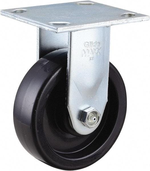 Value Collection - 5" Diam x 1-1/2" Wide x 6-1/2" OAH Top Plate Mount Rigid Caster - Polyolefin, 550 Lb Capacity, Delrin Bearing, 4 x 4-1/2" Plate - Americas Industrial Supply