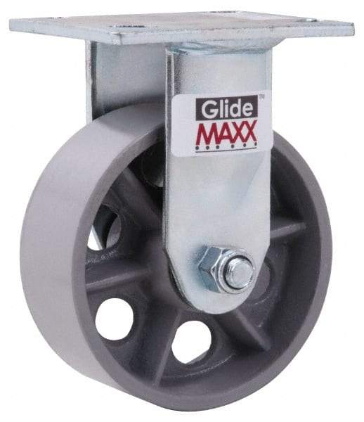 Value Collection - 5" Diam x 2" Wide x 6-1/2" OAH Top Plate Mount Rigid Caster - Semi-Steel, 1,000 Lb Capacity, Roller Bearing, 4 x 4-1/2" Plate - Americas Industrial Supply