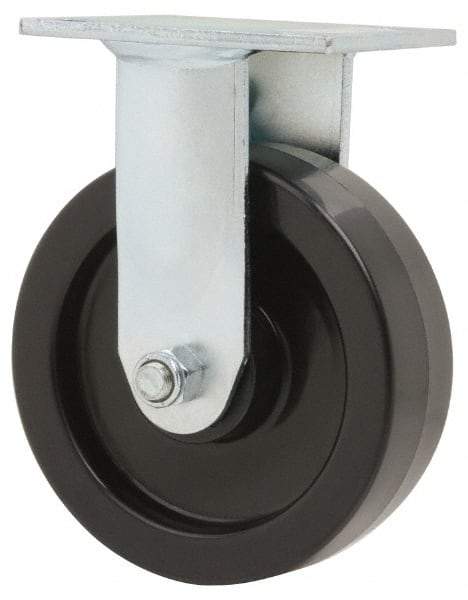 Value Collection - 6" Diam x 2" Wide x 7-1/2" OAH Top Plate Mount Rigid Caster - Polyolefin, 800 Lb Capacity, Roller Bearing, 4 x 4-1/2" Plate - Americas Industrial Supply