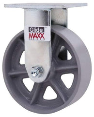 Value Collection - 6" Diam x 2" Wide x 7-1/2" OAH Top Plate Mount Rigid Caster - Semi-Steel, 1,200 Lb Capacity, Roller Bearing, 4 x 4-1/2" Plate - Americas Industrial Supply