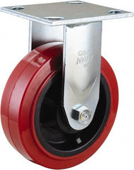 Value Collection - 6" Diam x 2" Wide x 7-1/2" OAH Top Plate Mount Rigid Caster - Polyurethane, 600 Lb Capacity, Roller Bearing, 4 x 4-1/2" Plate - Americas Industrial Supply
