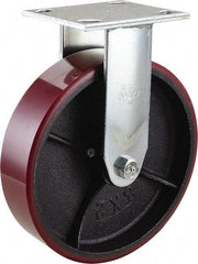 Value Collection - 8" Diam x 2" Wide x 9-1/2" OAH Top Plate Mount Rigid Caster - Polyurethane, 1,200 Lb Capacity, Roller Bearing, 4 x 4-1/2" Plate - Americas Industrial Supply