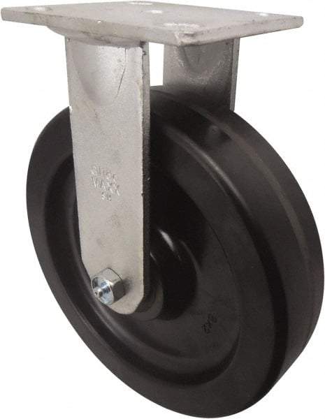 Value Collection - 8" Diam x 2" Wide x 9-1/2" OAH Top Plate Mount Rigid Caster - Phenolic, 900 Lb Capacity, Roller Bearing, 4 x 4-1/2" Plate - Americas Industrial Supply