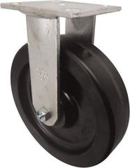 Value Collection - 8" Diam x 2" Wide x 9-1/2" OAH Top Plate Mount Rigid Caster - Phenolic, 900 Lb Capacity, Roller Bearing, 4 x 4-1/2" Plate - Americas Industrial Supply