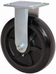 Value Collection - 8" Diam x 2" Wide x 9-1/2" OAH Top Plate Mount Rigid Caster - Polyolefin, 1,000 Lb Capacity, Roller Bearing, 4 x 4-1/2" Plate - Americas Industrial Supply