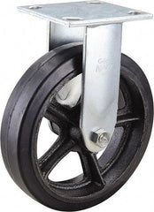 Value Collection - 8" Diam x 2" Wide x 9-1/2" OAH Top Plate Mount Rigid Caster - Rubber, 600 Lb Capacity, Roller Bearing, 4 x 4-1/2" Plate - Americas Industrial Supply