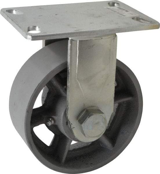Value Collection - 6" Diam x 2-1/2" Wide x 7-1/2" OAH Top Plate Mount Rigid Caster - Semi-Steel, 1,800 Lb Capacity, Roller Bearing, 4-1/2 x 6-1/4" Plate - Americas Industrial Supply