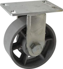 Value Collection - 6" Diam x 2-1/2" Wide x 7-1/2" OAH Top Plate Mount Rigid Caster - Semi-Steel, 1,800 Lb Capacity, Roller Bearing, 4-1/2 x 6-1/4" Plate - Americas Industrial Supply