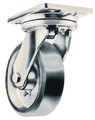 Fairbanks - 8" Diam x 2" Wide x 9-1/4" OAH Top Plate Mount Swivel Caster - Phenolic, 1,000 Lb Capacity, Roller Bearing, 4-1/2 x 6-1/4" Plate - Americas Industrial Supply