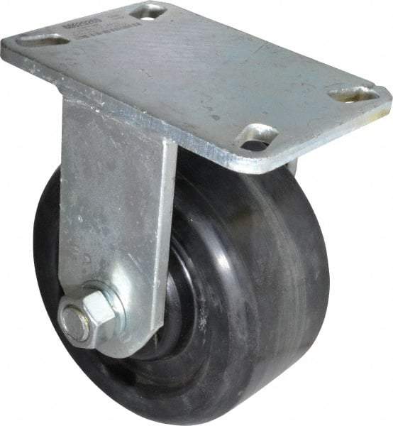 Value Collection - 6" Diam x 3" Wide x 7-1/2" OAH Top Plate Mount Rigid Caster - Phenolic, 2,000 Lb Capacity, Roller Bearing, 4-1/2 x 6-1/4" Plate - Americas Industrial Supply