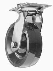 Albion - 8" Diam x 2" Wide x 9-1/2" OAH Top Plate Mount Swivel Caster - Phenolic, 1,200 Lb Capacity, Sealed Roller Bearing, 3-3/4 x 4-1/2" Plate - Americas Industrial Supply