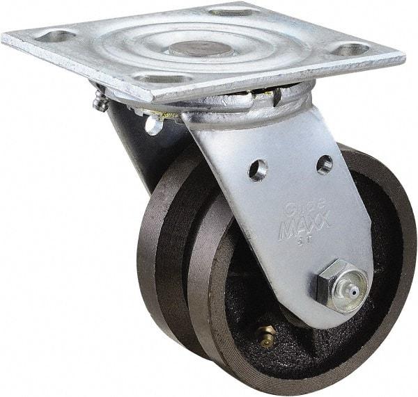 Value Collection - 4" Diam x 2" Wide, Metal With Groove Swivel Caster - 800 Lb Capacity, Top Plate Mount, 4" x 4-1/2" Plate, Roller Bearing - Americas Industrial Supply