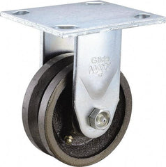 Value Collection - 4" Diam x 1-1/2" Wide, Metal With Groove Rigid Caster - 600 Lb Capacity, Top Plate Mount, 4" x 4-1/2" Plate, Roller Bearing - Americas Industrial Supply