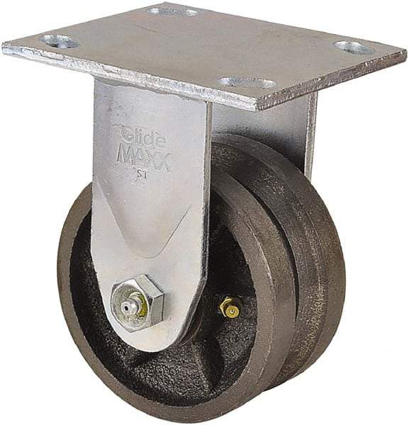 Value Collection - 4" Diam x 2" Wide, Metal With Groove Rigid Caster - 800 Lb Capacity, Top Plate Mount, 4" x 4-1/2" Plate, Roller Bearing - Americas Industrial Supply