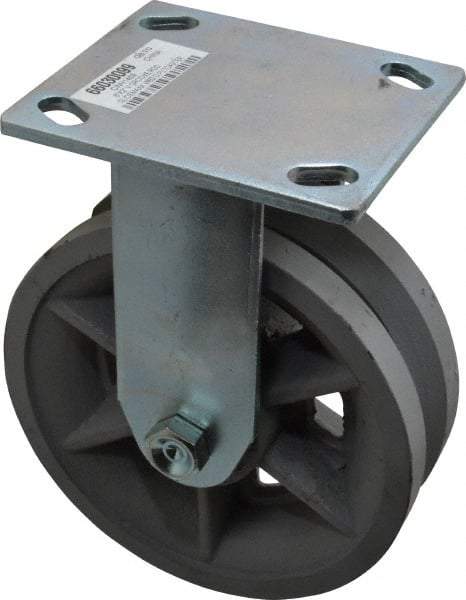 Value Collection - 6" Diam x 2" Wide, Metal With Groove Rigid Caster - 1,000 Lb Capacity, Top Plate Mount, 4" x 4-1/2" Plate, Roller Bearing - Americas Industrial Supply