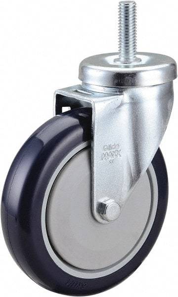 Value Collection - 5" Diam x 1-1/4" Wide x 6-1/8" OAH Stem Mount Swivel Caster - Polyurethane, 300 Lb Capacity, Ball Bearing, 1/2-13 x 1-1/2" Threaded Stem - Americas Industrial Supply