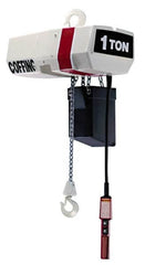 Coffing - 1 Ton Capacity, 16 FPM Lift Speed, Electric Chain Hoist - 15' Max Lift, 16-3/4" Min Headroom, 1 Chain - Americas Industrial Supply
