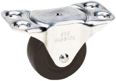 Albion - 2-1/2" Diam x 1-1/8" Wide x 2-7/8" OAH Top Plate Mount Rigid Caster - Hard Rubber, 175 Lb Capacity, Self-Lubricating Bearing, 2-1/4 x 4-1/2" Plate - Americas Industrial Supply