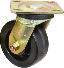 Albion - 5" Diam x 2" Wide x 6-1/2" OAH Top Plate Mount Swivel Caster - Phenolic, 1,100 Lb Capacity, Roller Bearing, 4 x 4-1/2" Plate - Americas Industrial Supply
