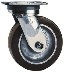 Albion - 6" Diam x 2" Wide x 7-1/2" OAH Top Plate Mount Swivel Caster - Phenolic, 1,100 Lb Capacity, Roller Bearing, 4 x 4-1/2" Plate - Americas Industrial Supply