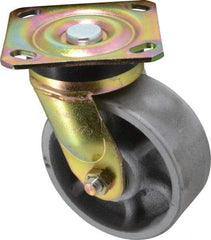 Albion - 5" Diam x 2" Wide x 6-1/2" OAH Top Plate Mount Swivel Caster - Semi-Steel, 1,100 Lb Capacity, Roller Bearing, 4 x 4-1/2" Plate - Americas Industrial Supply