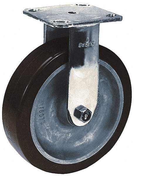 Albion - 4" Diam x 2" Wide x 5-5/8" OAH Top Plate Mount Rigid Caster - Rubber, 300 Lb Capacity, Roller Bearing, 4 x 4-1/2" Plate - Americas Industrial Supply