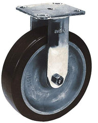 Albion - 4" Diam x 2" Wide x 5-5/8" OAH Top Plate Mount Rigid Caster - Rubber, 300 Lb Capacity, Roller Bearing, 4 x 4-1/2" Plate - Americas Industrial Supply