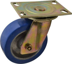 Albion - 6" Diam x 2" Wide x 7-1/2" OAH Top Plate Mount Swivel Caster - Polyurethane, 1,750 Lb Capacity, Sealed Roller Bearing, 4-1/2 x 6-5/16" Plate - Americas Industrial Supply