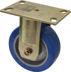 Albion - 6" Diam x 2" Wide x 7-1/2" OAH Top Plate Mount Rigid Caster - Polyurethane, 1,750 Lb Capacity, Sealed Roller Bearing, 4-1/2 x 6-5/16" Plate - Americas Industrial Supply