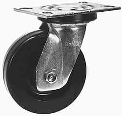 Albion - 6" Diam x 2" Wide x 7-1/2" OAH Top Plate Mount Swivel Caster - Phenolic, 1,500 Lb Capacity, Sealed Roller Bearing, 4-1/2 x 6-5/16" Plate - Americas Industrial Supply