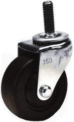 Shepherd - 2" Diam x 13/16" Wide x 2-5/8" OAH Stem Mount Swivel Caster with Brake - Soft Rubber, 80 Lb Capacity, Nylon Bearing, 3/8-16 x 1-1/2" Threaded Stem - Americas Industrial Supply