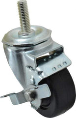 Albion - 3" Diam x 1-1/4" Wide x 4-1/4" OAH Stem Mount Swivel Caster with Brake - Soft Rubber, 150 Lb Capacity, Nylon Bearing, 1/2-13 x 1-1/2" Threaded Stem - Americas Industrial Supply