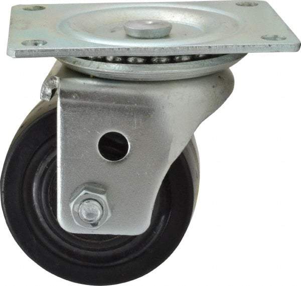 Albion - 3" Diam x 1-13/16" Wide x 3-31/32" OAH Top Plate Mount Swivel Caster - Phenolic, 700 Lb Capacity, Roller Bearing, 3-1/8 x 4-1/8" Plate - Americas Industrial Supply