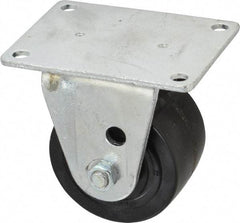 Albion - 3" Diam x 1-13/16" Wide x 3-31/32" OAH Top Plate Mount Rigid Caster - Phenolic, 700 Lb Capacity, Roller Bearing, 3-1/8 x 4-1/8" Plate - Americas Industrial Supply