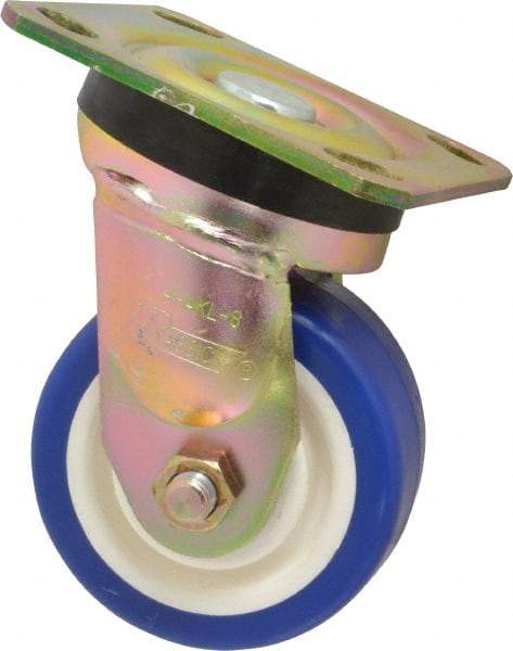 Albion - 4" Diam x 2" Wide x 5-5/8" OAH Top Plate Mount Swivel Caster - Polyurethane, 600 Lb Capacity, Roller Bearing, 4 x 4-1/2" Plate - Americas Industrial Supply