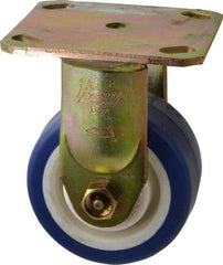 Albion - 4" Diam x 2" Wide x 5-5/8" OAH Top Plate Mount Rigid Caster - Polyurethane, 600 Lb Capacity, Roller Bearing, 4 x 4-1/2" Plate - Americas Industrial Supply