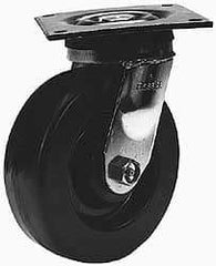 Albion - 5" Diam x 2" Wide x 6-1/2" OAH Top Plate Mount Rigid Caster - Phenolic, 900 Lb Capacity, Roller Bearing, 5 x 5-1/2" Plate - Americas Industrial Supply