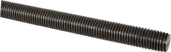 Made in USA - 7/8-9 UNC (Coarse), 6' Long, Low Carbon Steel Threaded Rod - Oil Finish Finish, Right Hand Thread - Americas Industrial Supply