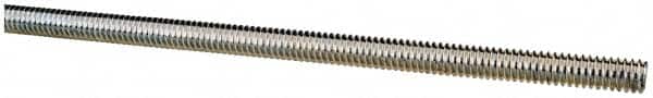 Made in USA - 1/4-20 UNC (Coarse), 6' Long, Low Carbon Steel Threaded Rod - Zinc-Plated Finish, Right Hand Thread - Americas Industrial Supply